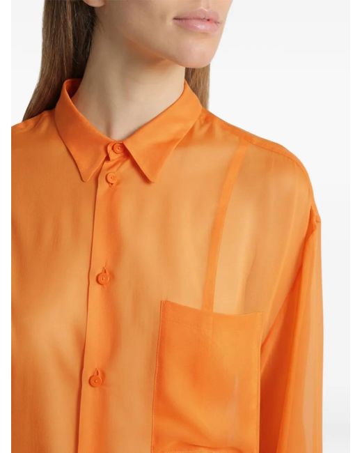 Alberta Ferretti Orange Pocket Blouse