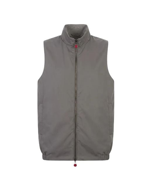 Kiton Gray High-Neck Reversible Gilet for men