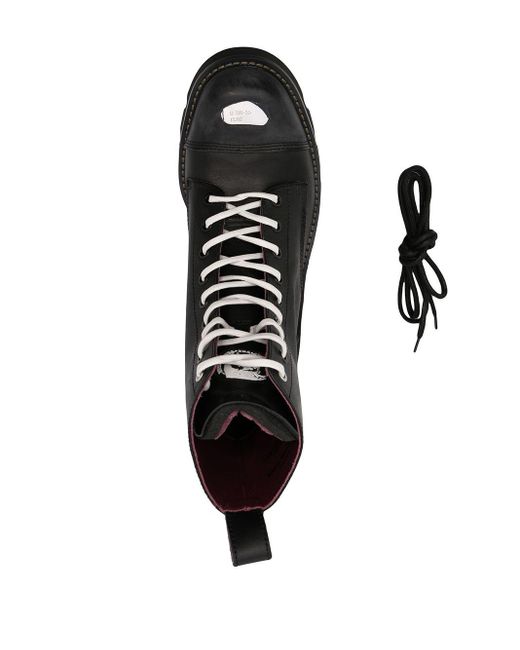DIESEL Leather Logo Plaque Combat Boots in Black for Men - Lyst