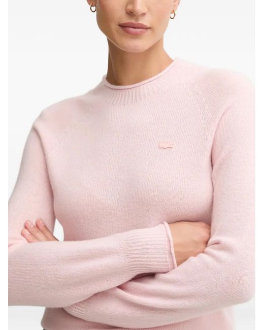 Lacoste Pink 3D Knitted Crew-Neck Sweater