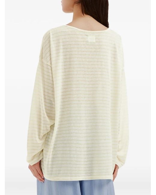 B+ AB White Striped Long-Sleeve Graphic-Print T-Shirt