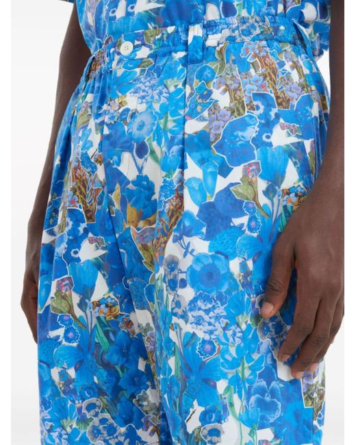 Marni Blue Floral-print Cotton Shorts for men
