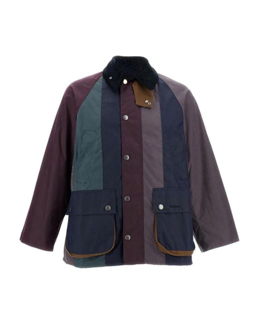 Barbour Blue X Paul Smith Striped-Pattern Jacket for men