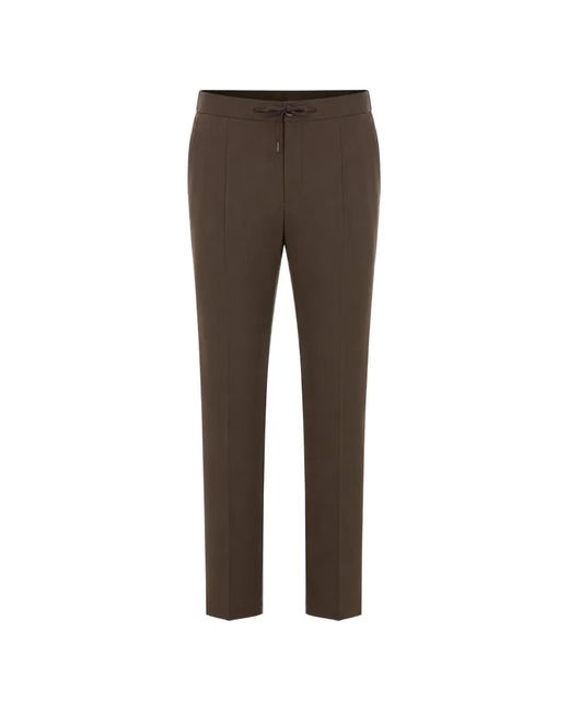 Herno Gray Drawstring-Waist Straight-Leg Trousers for men