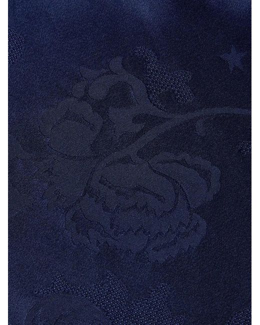 Shanghai Tang Blue Tang Jacquard Floral-Motif Midi Skirt