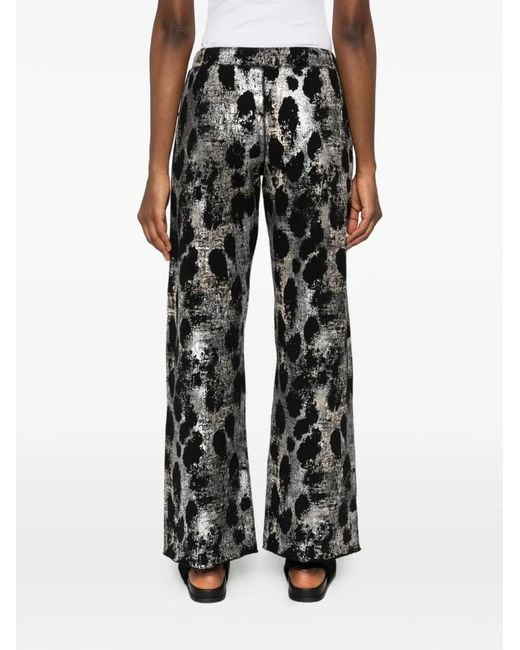 R13 Black Leopard-Print Sweatpants