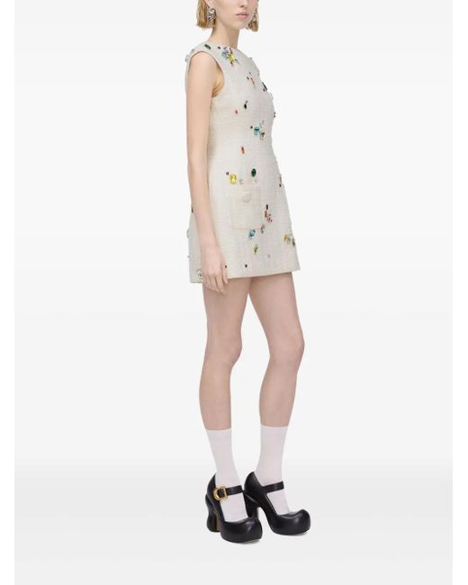 Marc Jacobs Crystal-Embellished Mini Dress in Natural | Lyst Marc Jacobs Crystal-Embellished Mini Dress in Natural | Lyst