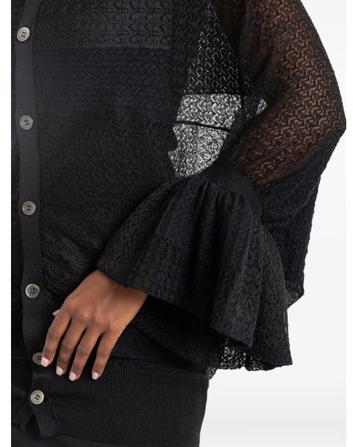 Junya Watanabe Black Patchwork Lace-Knit Cardigan
