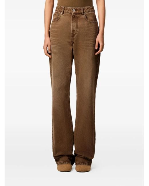AMI Brown Cotton Large-Fit Jeans