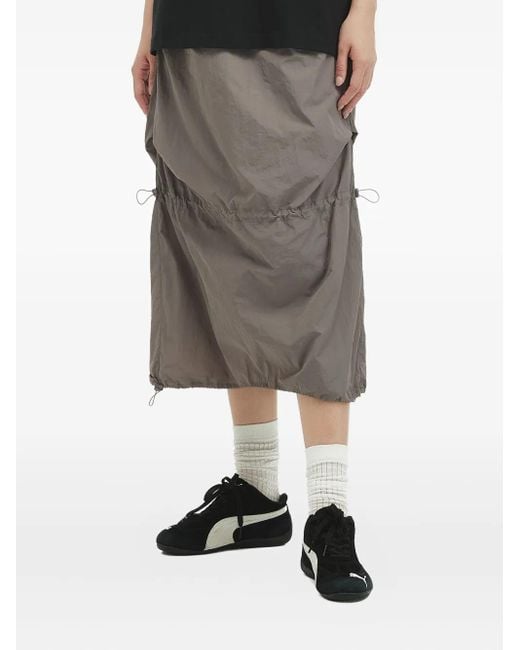 Mini Cream Gray Drawstring Midi Skirt