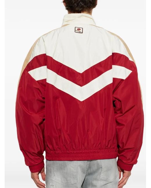 DSquared² Red Chevron-Patterned High-Neck Bomber Jacket for men