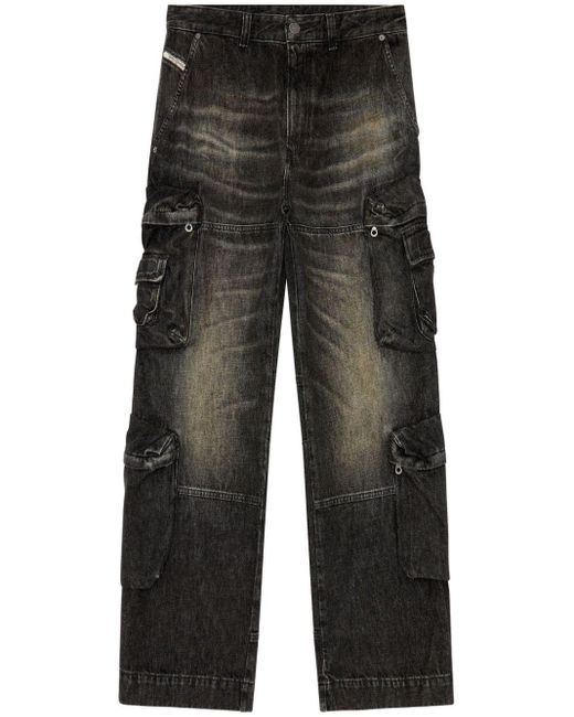 DIESEL D-Fish 0ghaa Straight-Leg-Jeans in Gray für Herren