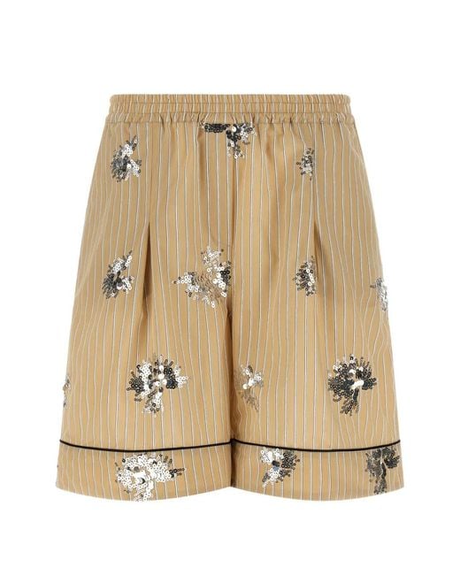 Le twins Natural Sequin-Embellished Striped Shorts