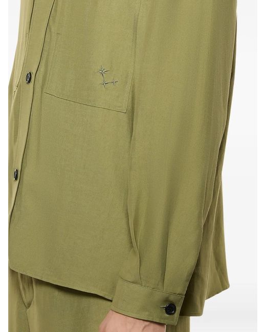 Laneus Green Button Embroidered Overshirt for men