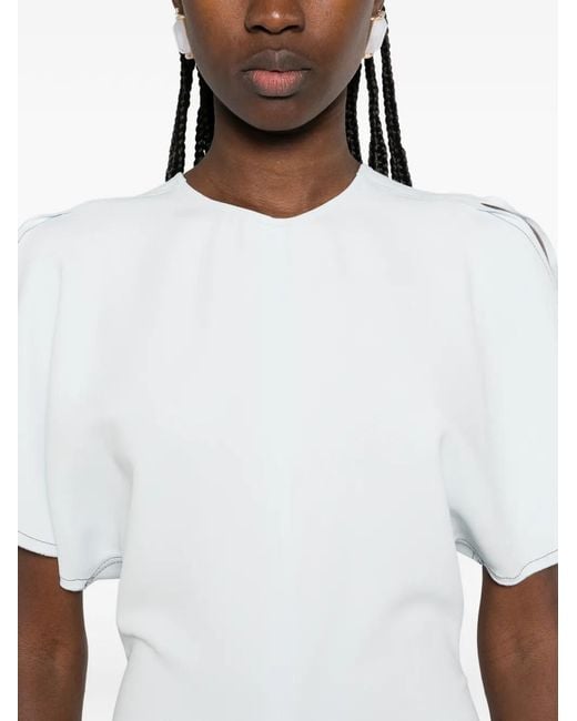 Victoria Beckham White Gathered-Waist Midi Dress