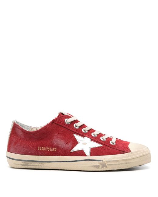 Golden Goose Deluxe Brand Red V-star 2 Distressed Sneakers for men