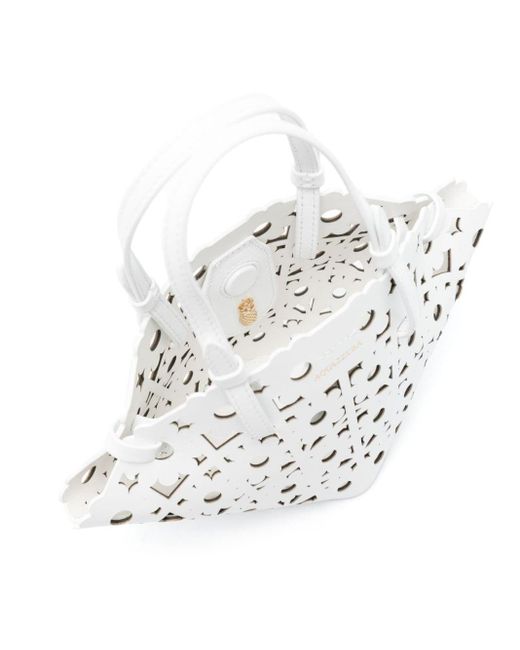 Aquazzura White Mini Daisy Leather Tote Bag