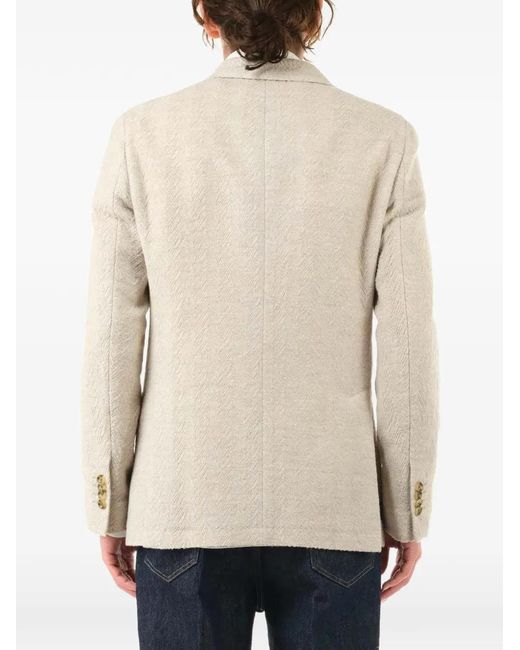 Al Duca D'aosta Natural Double-Breasted Herringbone Blazer for men