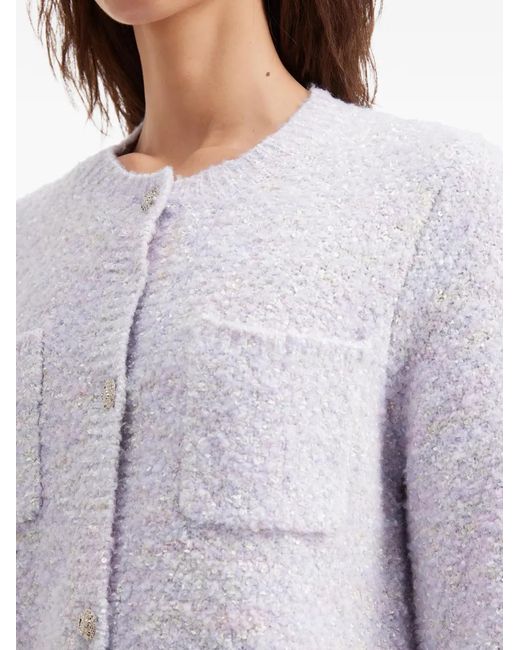 B+ AB White Crew-Neck Cardigan