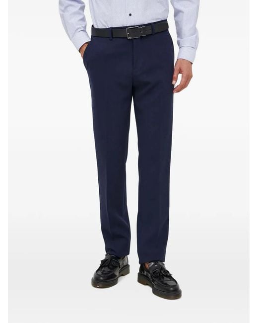 Benetton Blue Pressed-Crease Tailored Trousers for men