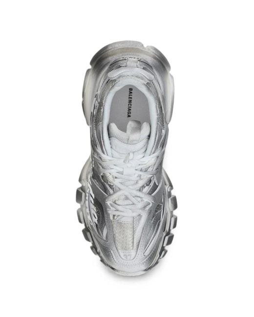 Balenciaga White Track Stencil Logo-Detail Sneakers