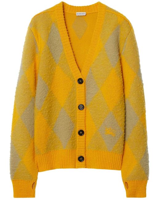Burberry Yellow Argyle Cardigan