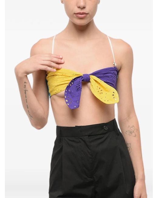 DSquared² Black Sangallo Color-Block Bra Top