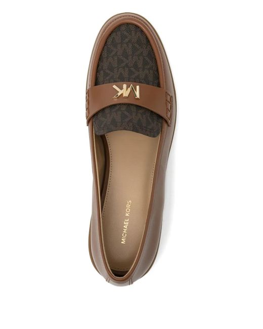 Michael Kors Brown Lex Leather Logo Loafers