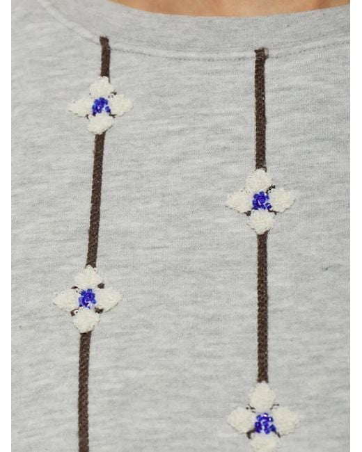 Munthe Gray Vesicle Floral-Embellished Sweatshirt