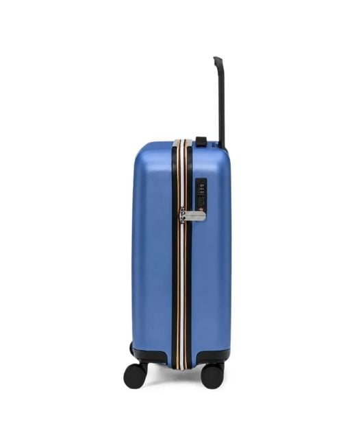 K-Way Blue Chevron-Pattern Suitcase