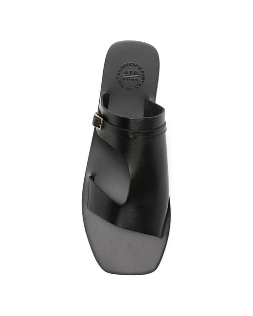 Atp Atelier Black Varna Buckle-Detail Sandals