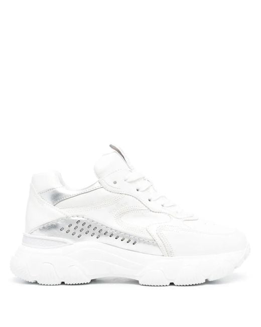 Hogan White Hyperactive Laceup Sneakers