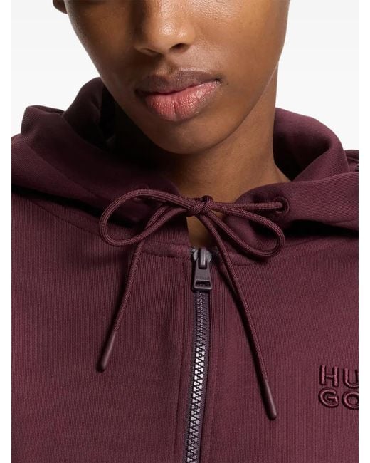 HUGO Purple Logo Zip Hoodie