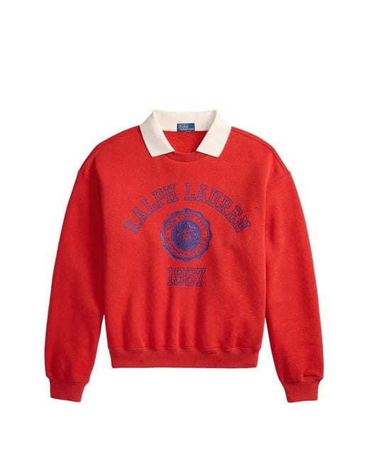Polo Ralph Lauren Crest-Print Layered-Collar Sweater