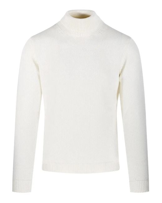 Roberto Collina White Turtleneck Wool Sweater for men