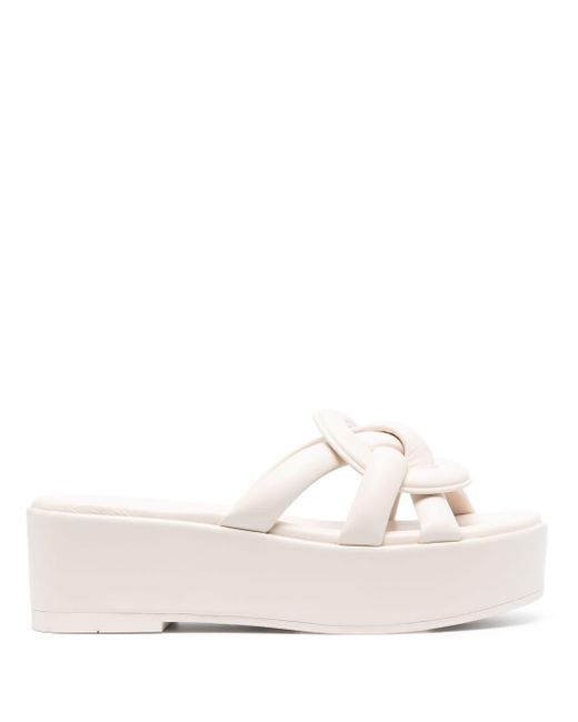 COACH Everette Leather Platform Sandals in White Lyst