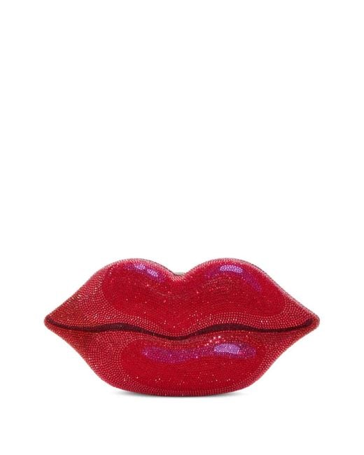 Judith Leiber Red Hot Lips Crystal-Embellished Clutch Bag