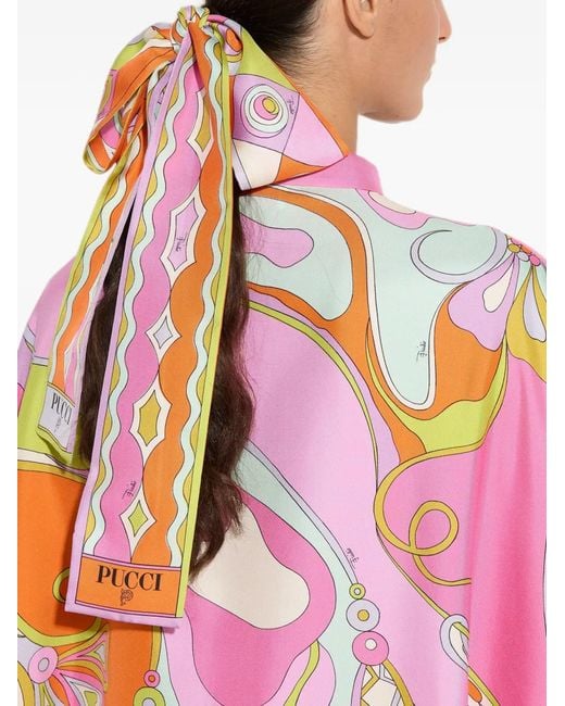 Emilio Pucci White Occhi Mixed-Print Silk Twill Scarf