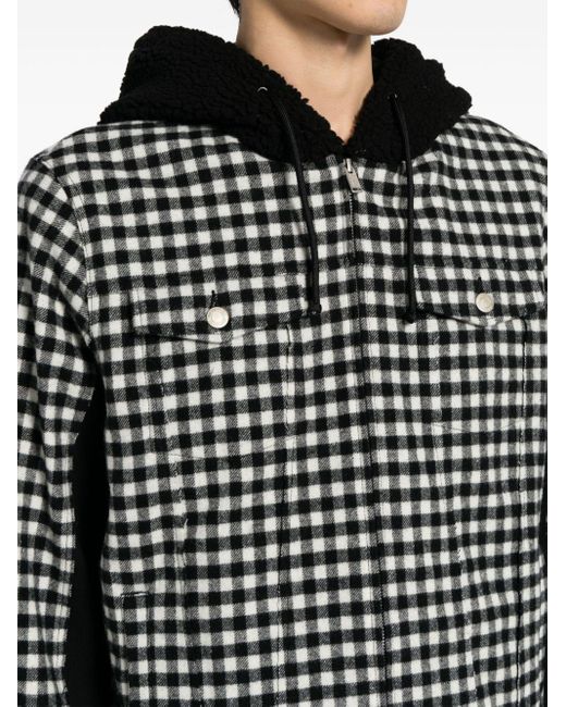 Undercover Black Check-print Hooded Jacket for men