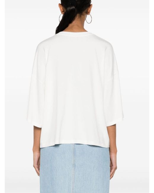 The Mannei White Drop-shoulder T-shirt