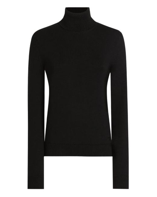Dolce & Gabbana Black Turtleneck Ribbed Jumper