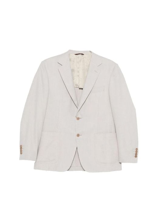 Canali White Blazer À Poche Poitrine for men