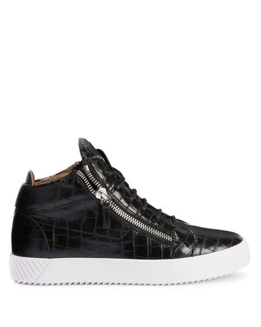 Giuseppe Zanotti Kriss Crocodile-effect Leather Sneakers in Black for Men |  Lyst