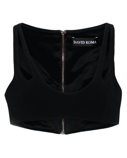 David Koma Black Cut-out Straps Cady Top