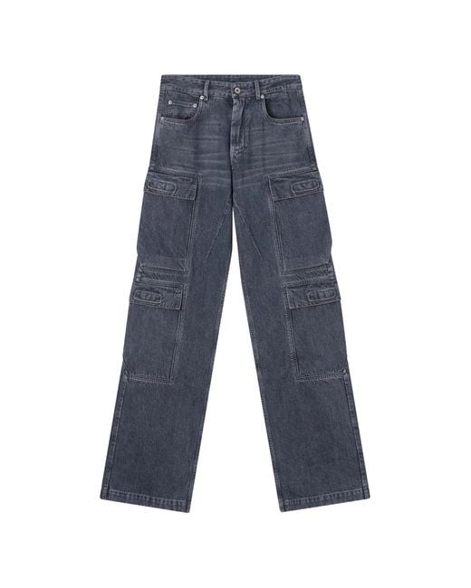 Rick Owens Blue Washed Cargo Jeans