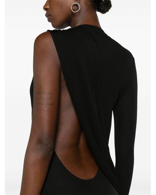 Robe longue asymétrique à design drapé ANDREADAMO en coloris Black