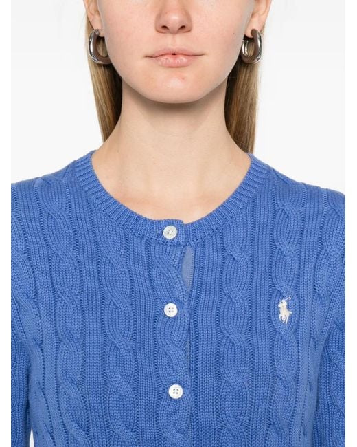 Polo Ralph Lauren Blue Cable-Knit Buttoned Cardigan