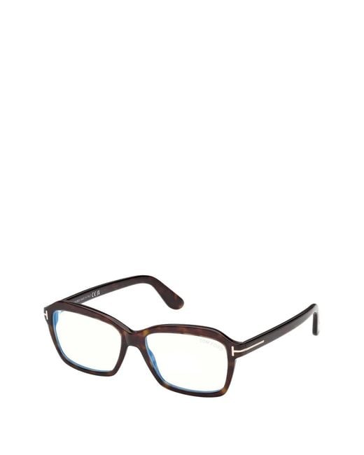 Tom Ford Brown Rectangle-Frame Glasses
