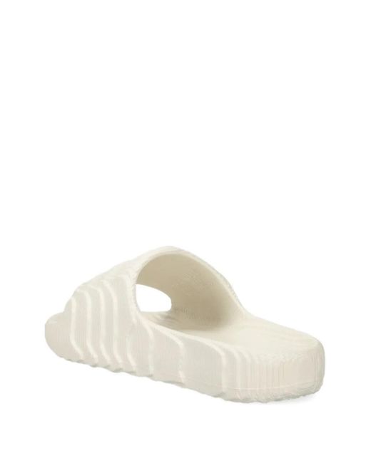 Adidas White Logo-Print Slides