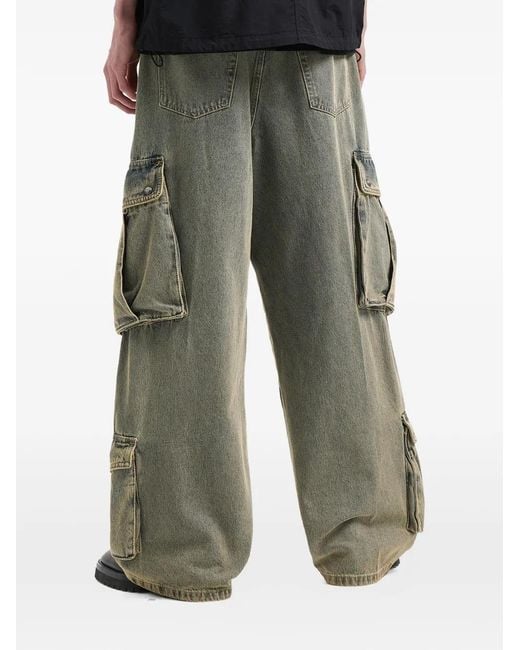 FIVE CM Green Cargo-Pocket Jeans for men